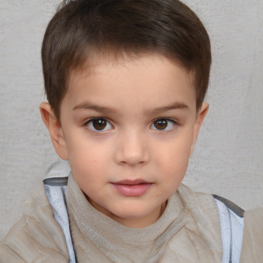 Neutral white child male with short  brown hair and brown eyes