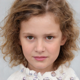 Neutral white child female with medium  brown hair and brown eyes