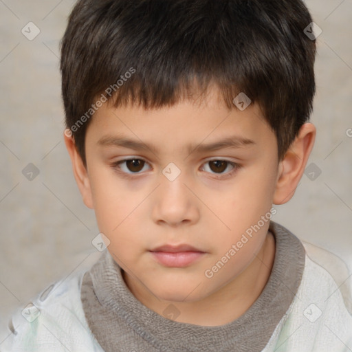 Neutral white child male with short  brown hair and brown eyes