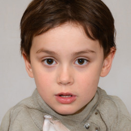 Neutral white child female with short  brown hair and brown eyes