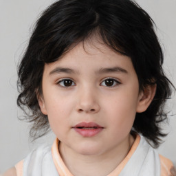 Neutral white child female with medium  brown hair and brown eyes