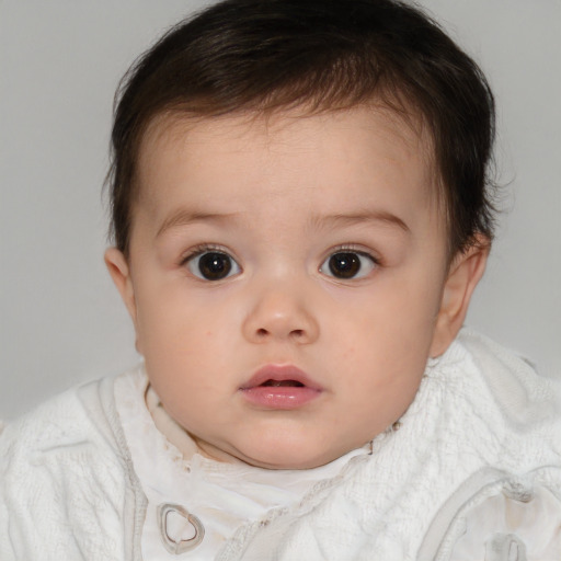 Neutral white child female with short  brown hair and brown eyes