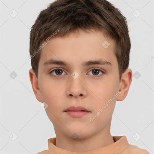 Neutral white child male with short  brown hair and brown eyes