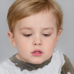 Neutral white child female with short  brown hair and brown eyes