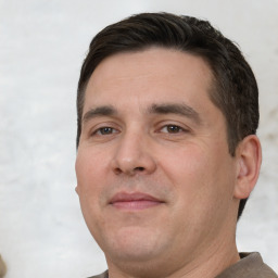 Neutral white adult male with short  brown hair and brown eyes