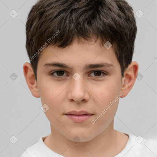 Neutral white child male with short  brown hair and brown eyes