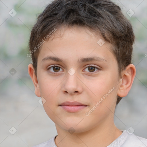 Neutral white child male with short  brown hair and brown eyes