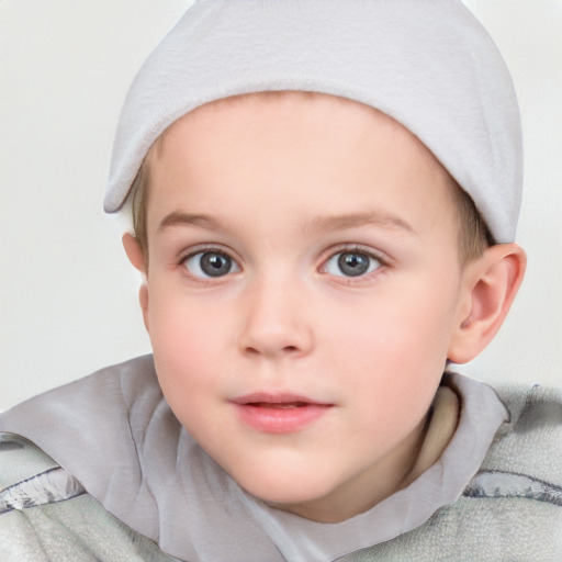 Neutral white child female with short  brown hair and blue eyes