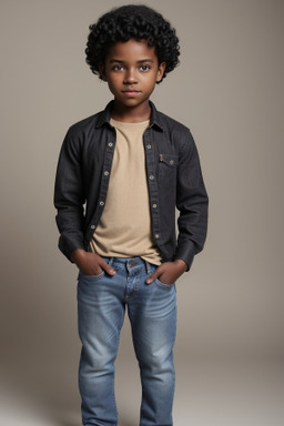 African american child male with  black hair