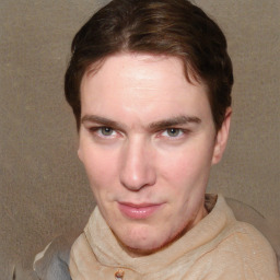 Neutral white young-adult female with short  brown hair and brown eyes
