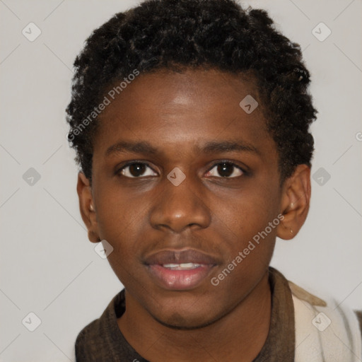 Neutral black young-adult male with short  brown hair and brown eyes