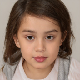 Neutral white child female with medium  brown hair and brown eyes