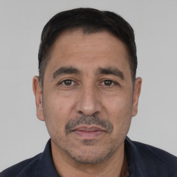 Neutral white adult male with short  black hair and brown eyes