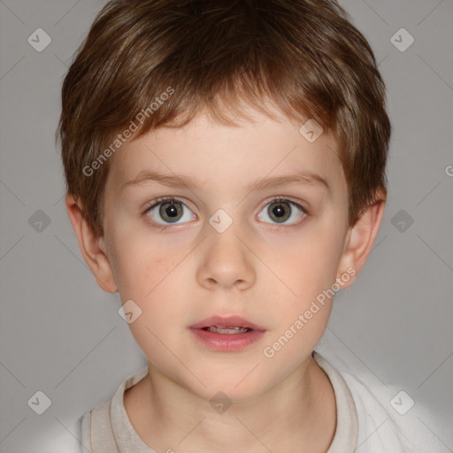 Neutral white child male with short  brown hair and brown eyes