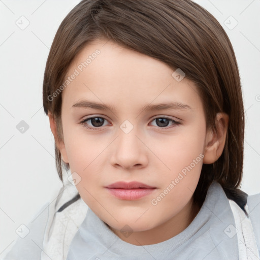 Neutral white child female with medium  brown hair and brown eyes