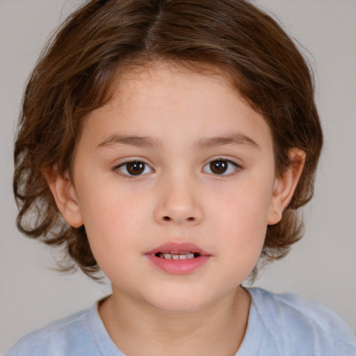 Neutral white child female with medium  brown hair and brown eyes