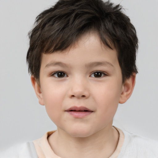 Neutral white child male with short  brown hair and brown eyes