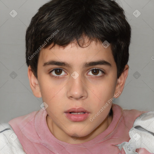 Neutral white child male with short  brown hair and brown eyes