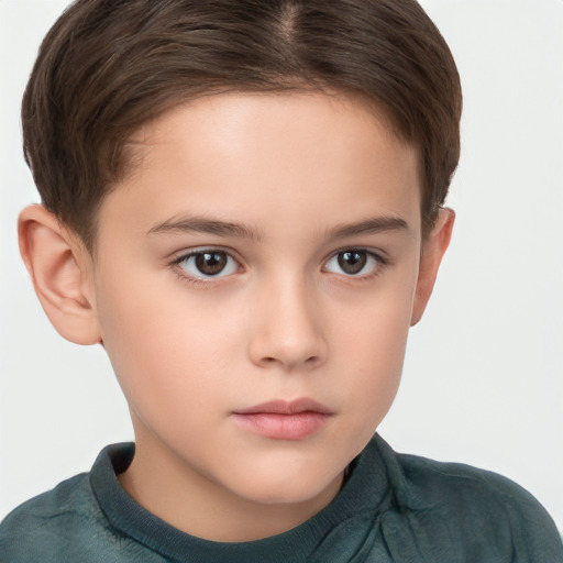 Neutral white child female with short  brown hair and brown eyes