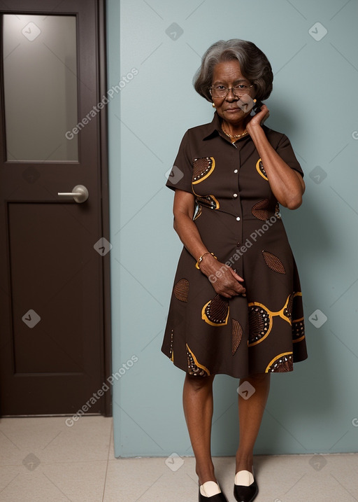 African american elderly female with  brown hair