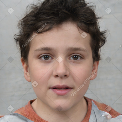 Neutral white child male with short  brown hair and brown eyes