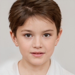 Neutral white child female with short  brown hair and brown eyes