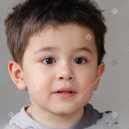 Neutral white child male with short  brown hair and brown eyes