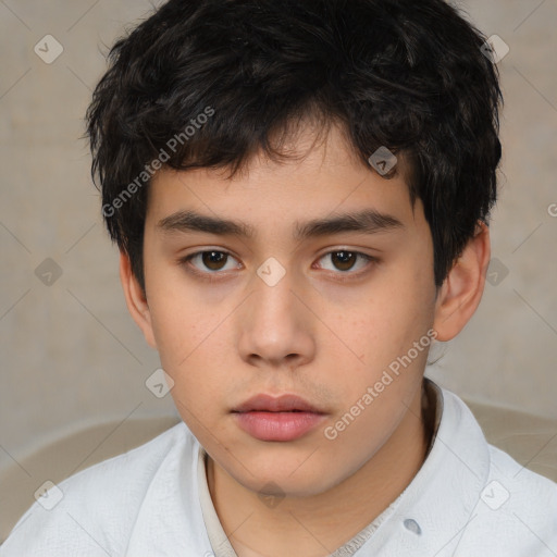 Neutral white child male with short  brown hair and brown eyes