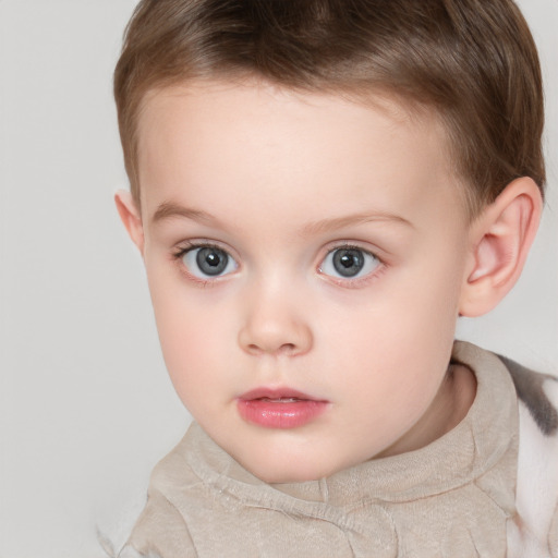 Neutral white child female with short  brown hair and brown eyes