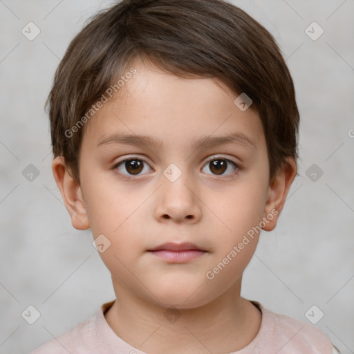 Neutral white child male with short  brown hair and brown eyes