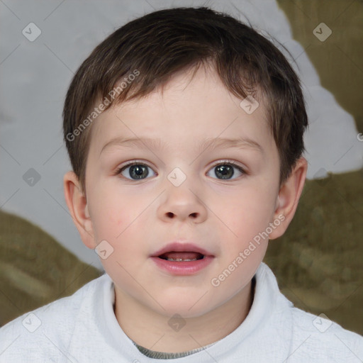 Neutral white child male with short  brown hair and brown eyes