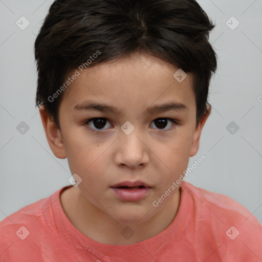 Neutral white child female with short  brown hair and brown eyes