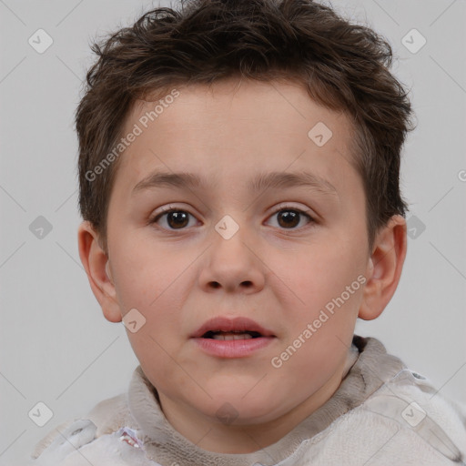 Neutral white child male with short  brown hair and brown eyes