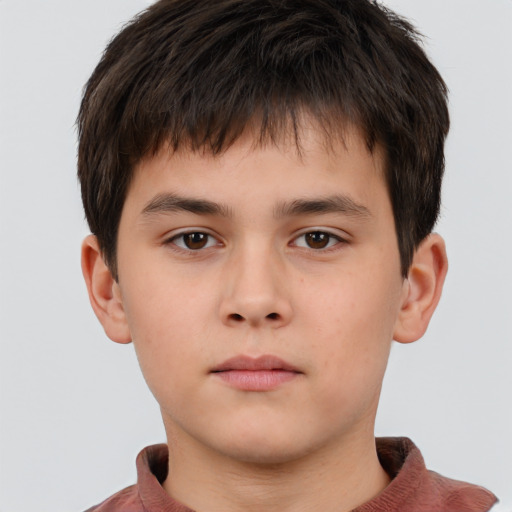 Neutral white child male with short  brown hair and brown eyes