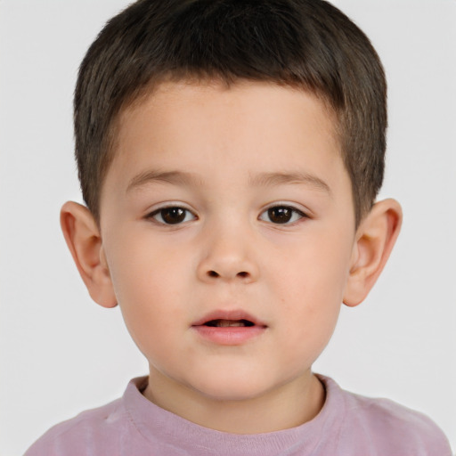 Neutral white child male with short  brown hair and brown eyes