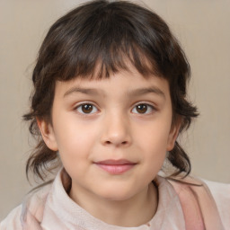 Neutral white child female with medium  brown hair and brown eyes