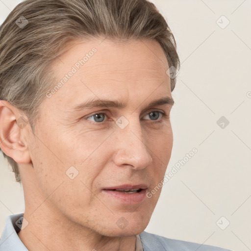 Neutral white adult male with short  brown hair and brown eyes