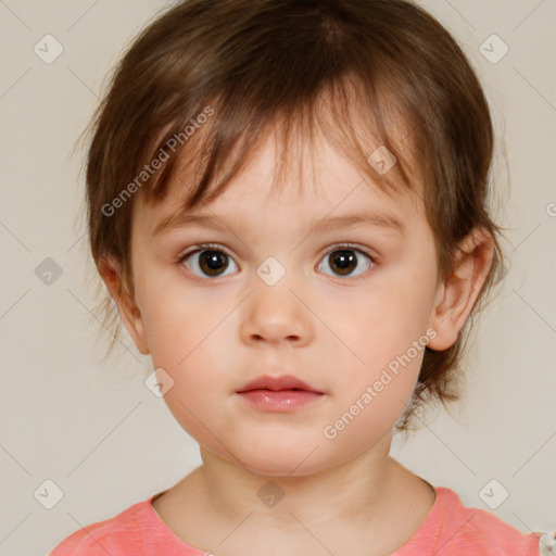 Neutral white child female with short  brown hair and brown eyes