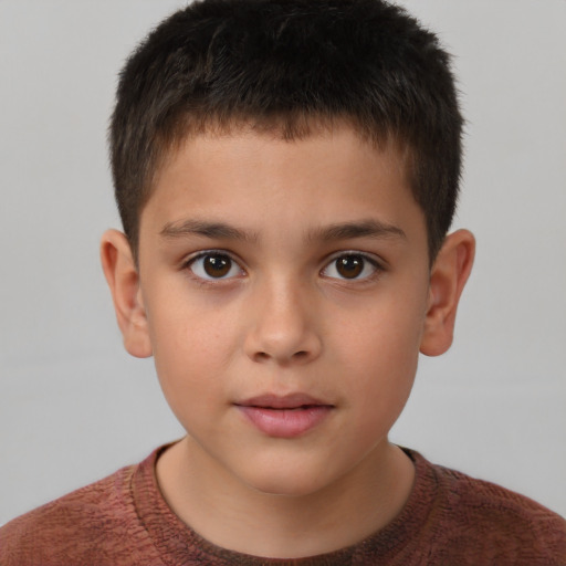 Neutral white child male with short  brown hair and brown eyes