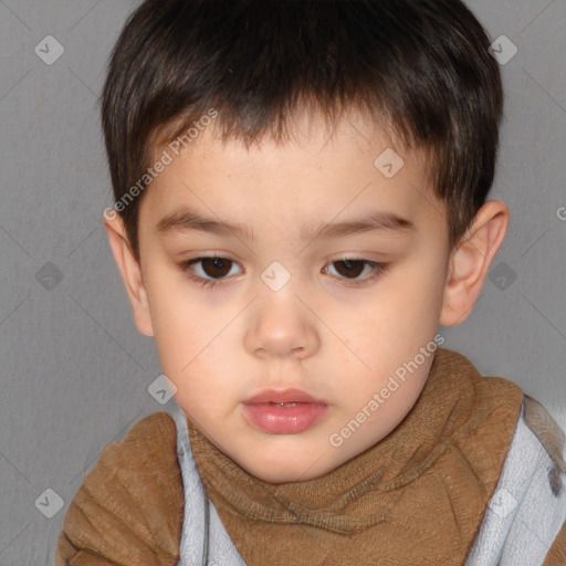 Neutral white child male with short  brown hair and brown eyes