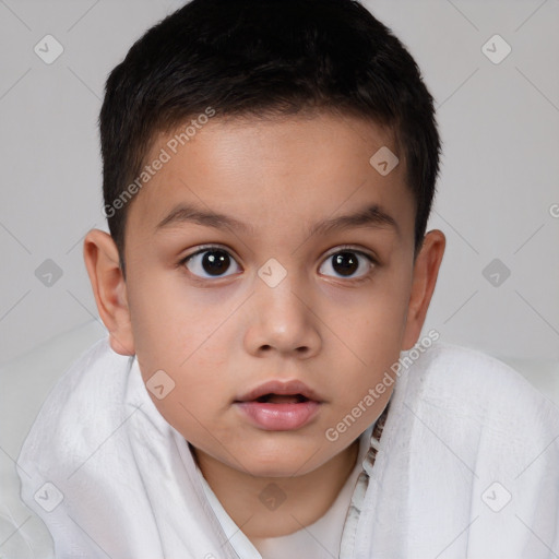 Neutral white child male with short  brown hair and brown eyes