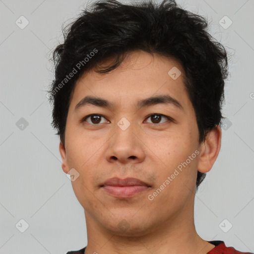 Neutral asian young-adult male with short  brown hair and brown eyes