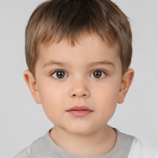 Neutral white child male with short  brown hair and brown eyes