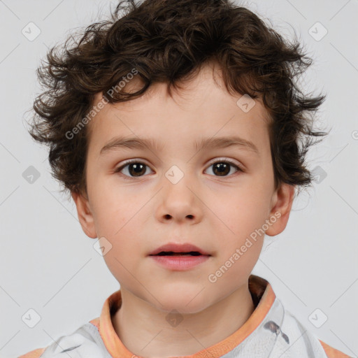 Neutral white child male with short  brown hair and brown eyes