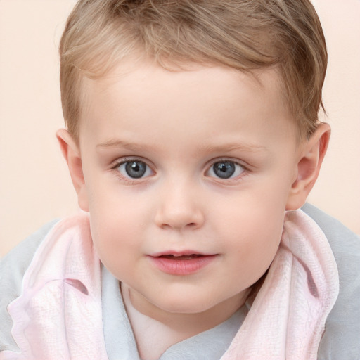 Neutral white child male with medium  brown hair and blue eyes