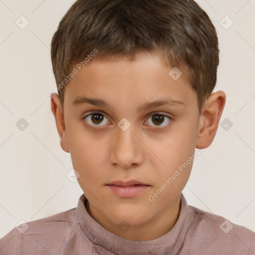 Neutral white child male with short  brown hair and brown eyes