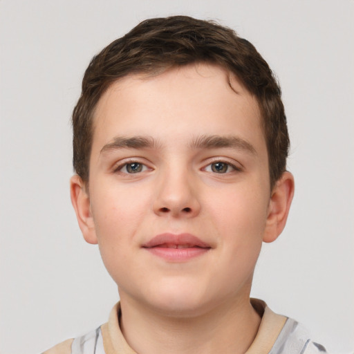 Neutral white child male with short  brown hair and brown eyes