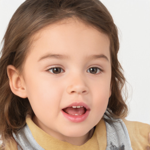 Neutral white child female with medium  brown hair and brown eyes