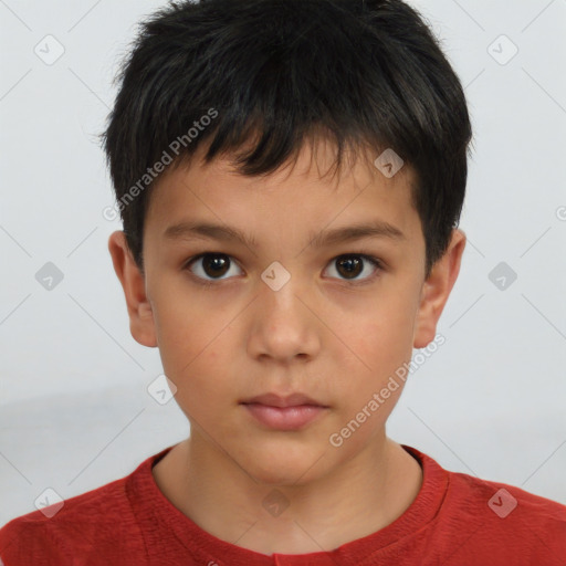 Neutral white child male with short  brown hair and brown eyes