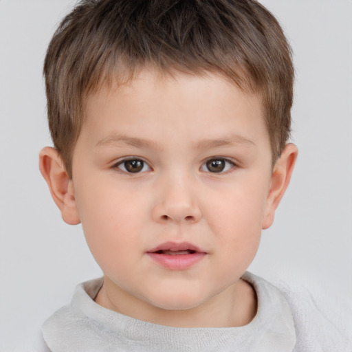 Neutral white child male with short  brown hair and brown eyes